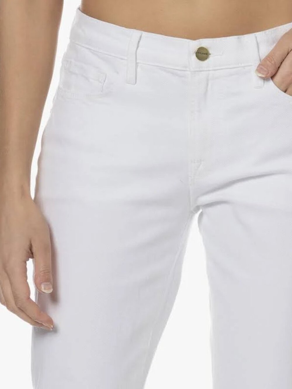 Frame Le Garcon Jeans Mid Rise Cotton Denim Pants Straight Leg 5 Pocket White 29 - Picture 6 of 11